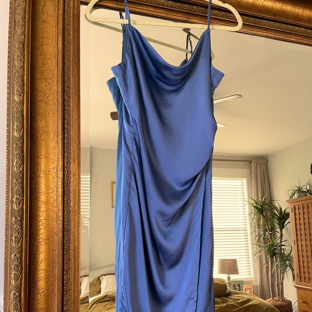 Satin blue dress